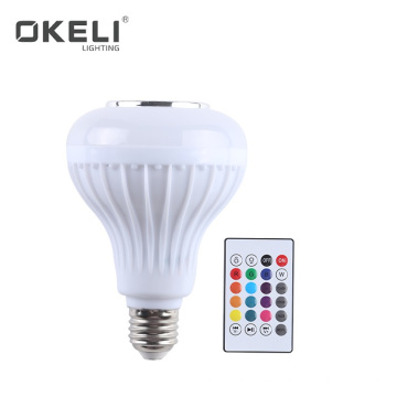 OKELI Remote Control E27 10watt Smart RGB Wireless Speaker Music Playing Dimmable LED Music Bulb Light